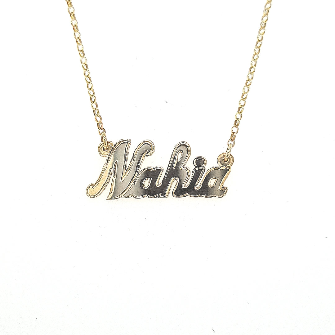 Gold chain deals with name pendant