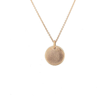 red gold plain round disc and chain,  ready for engraving