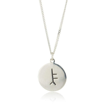 sterling silver personalised ogham pendant on chain this is a 14mm round flat disc