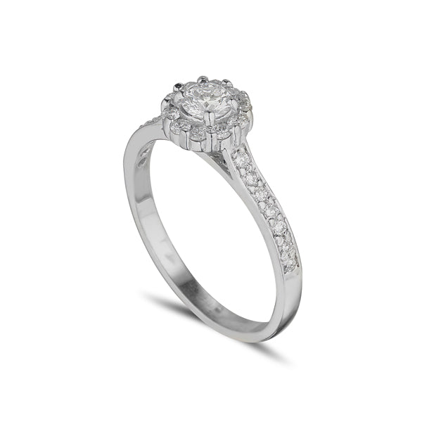 18ct white gold diamond cluster halo style ring