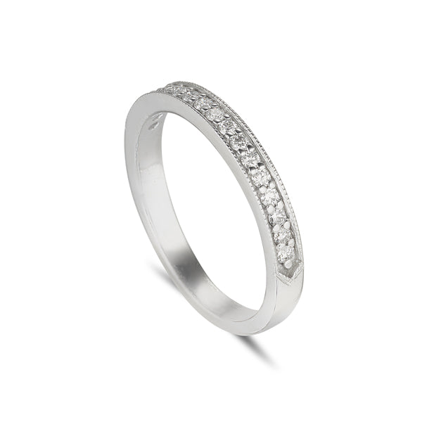18ct white gold diamond set eternity ring with grain set diamonds