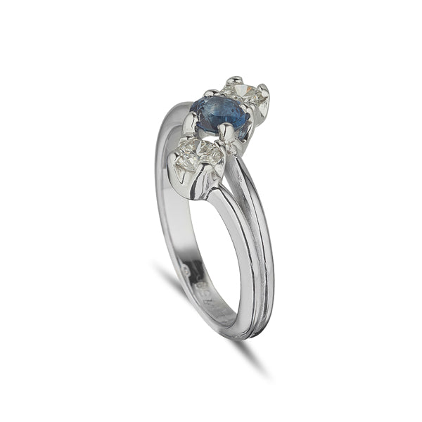 Sapphire and diamond 3 stone ring