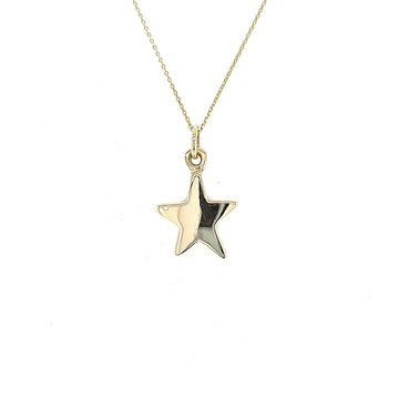 9ct yellow gold solid star disc and chain