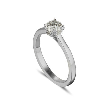 18ct white gold diamond solitaire 4 claw tiffany style ring with 2 point certified diamond