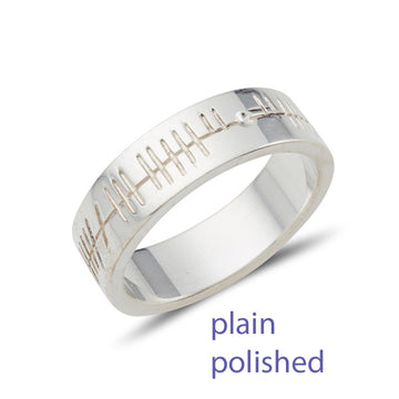 flat wedding ring with Ogham personalised celtic script