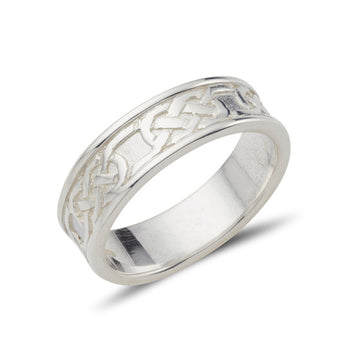 sterling silver celtic design ring full pattern, the design is in the centre with raised rimm edges