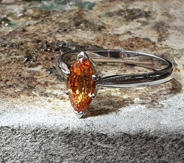 white gold marquise shape citrine simple ring