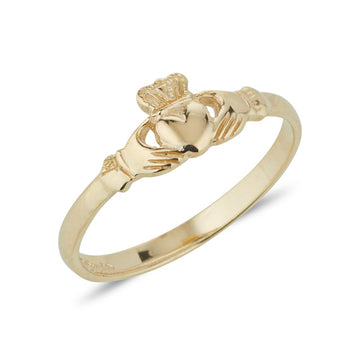 yellow gold danity ladies claddagh ring
