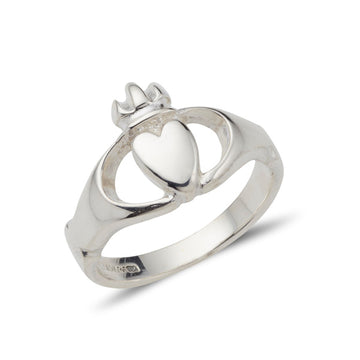 Sterling silver modern plain simple unisex claddagh ring