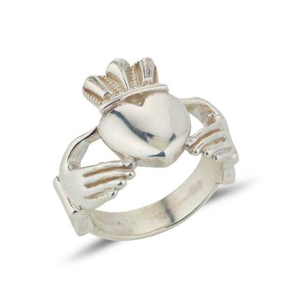 9ct white gold extra big and heavy gents statement claddagh ring