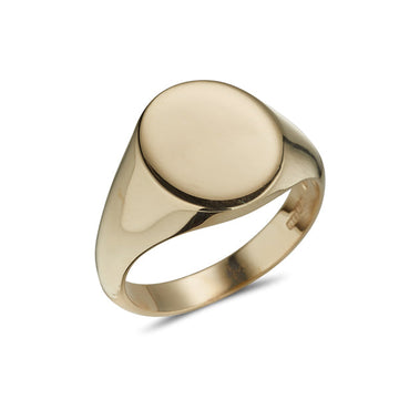 9ct yellow gold oval heavy plain signet ring