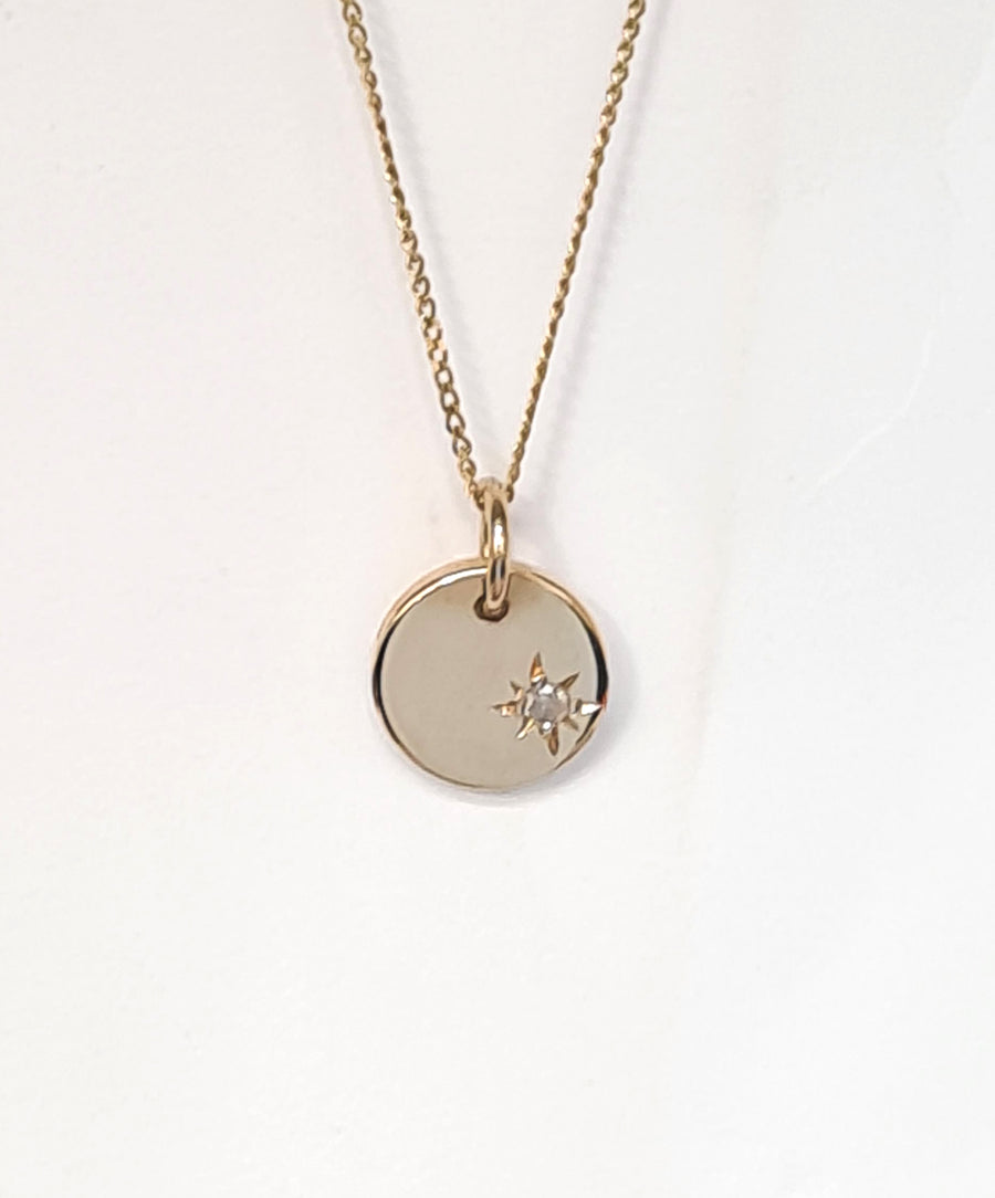 Personalised small disc and chain gold