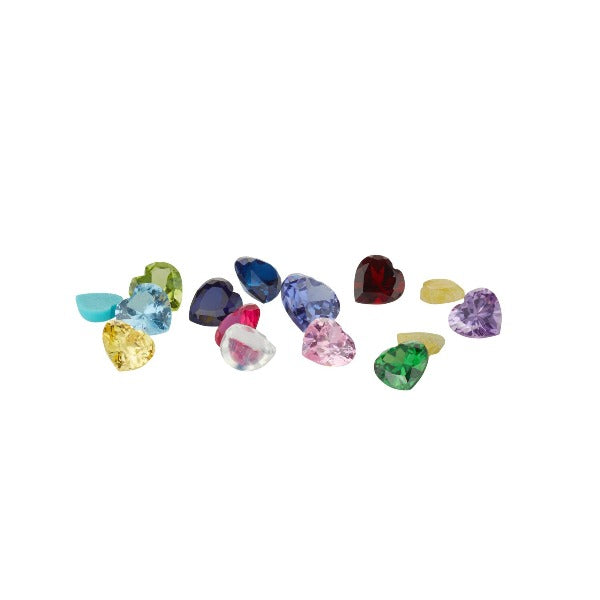 selection of heart shaped birthstones