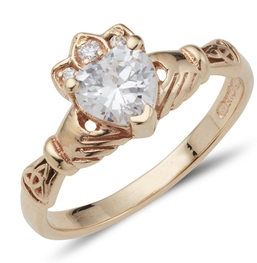 Claddagh Ring with Birth Stone in 9ct gold Aoine 5mm