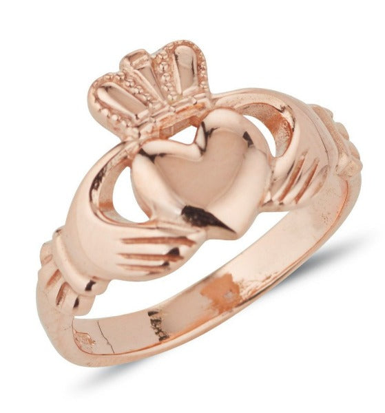rose gold ladies classic claddagh ring 