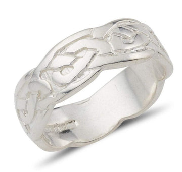 sterling silver celtic design ring embossed pattern 7mm wide