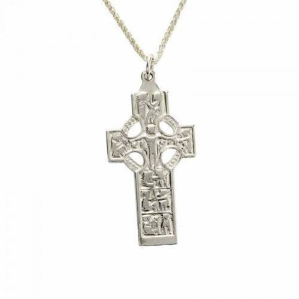 sterling silver celtic cross chunky on a chain, this is a replica of the high cross of duleek