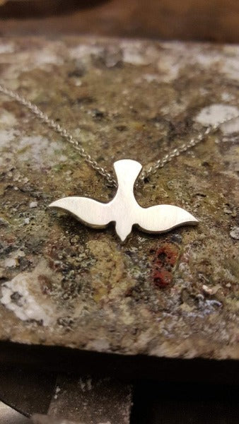 sterling silver dove confirmation medal and chain