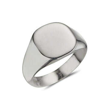 sterling silver gents signet ring cushion shaped plain