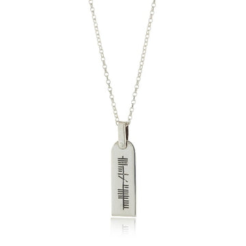 sterling silver personalised ogham pendant and chain this one is 30mm by 10mm 