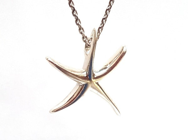 sterling silver small star fish where the chain goes through the stay