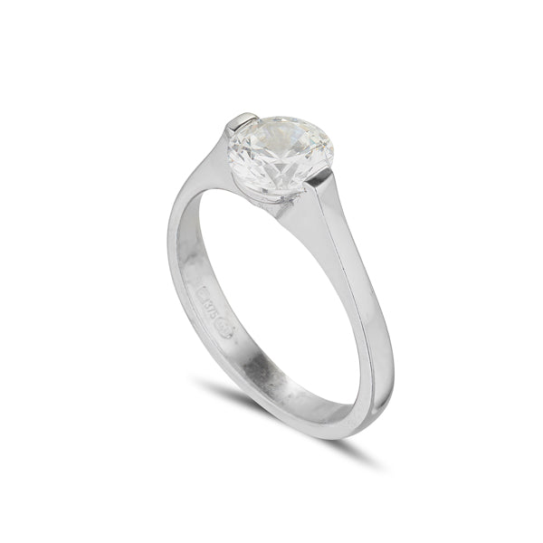 18ct White gold Solitaire engagement ring with suspended Diamond