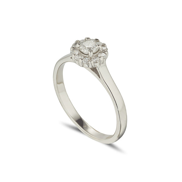 18ct white gold small cluster ring