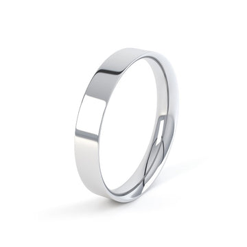 white gold easy fit wedding band with a plain polished and curved inside