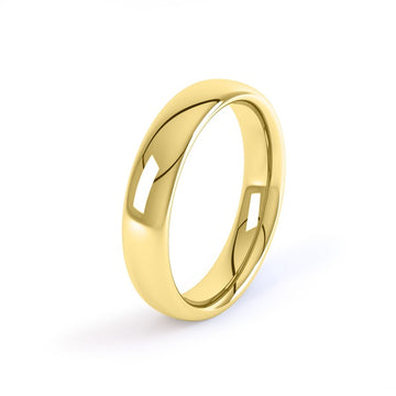 yellow gold 3mm court shaped wedding ring