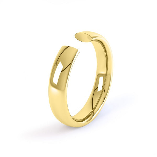 yellow gold 4mm court shaped wedding ring