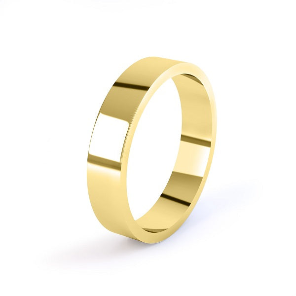 yellow gold 4mm flat profile wedding ring