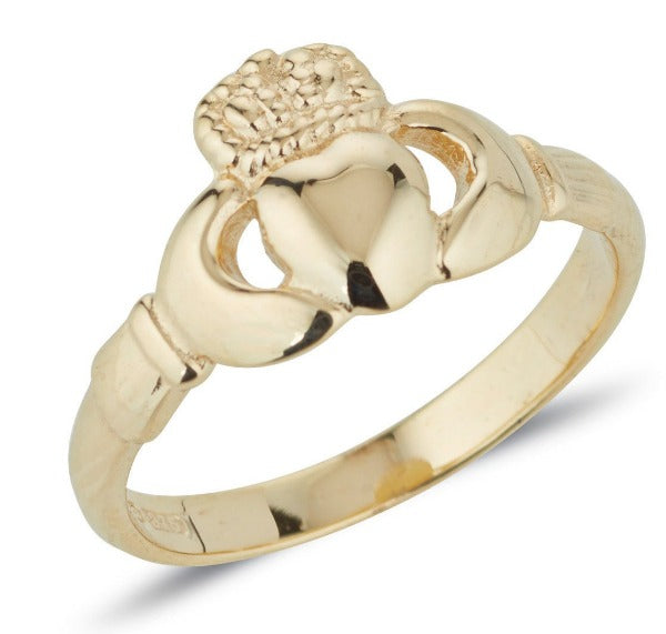 yellow gold antique style ladies claddagh ring