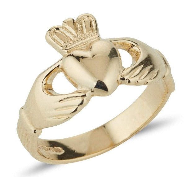 yellow gold classic ladies claddagh ring